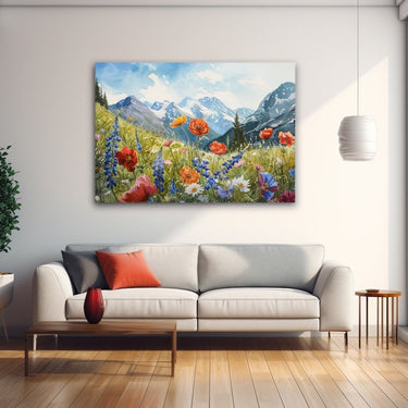 Mountain with Flowers Painting